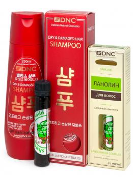 DNC Набор: Шампунь для сухих и поврежденных волос, 250 мл (Корея) + Ланолин для волос
